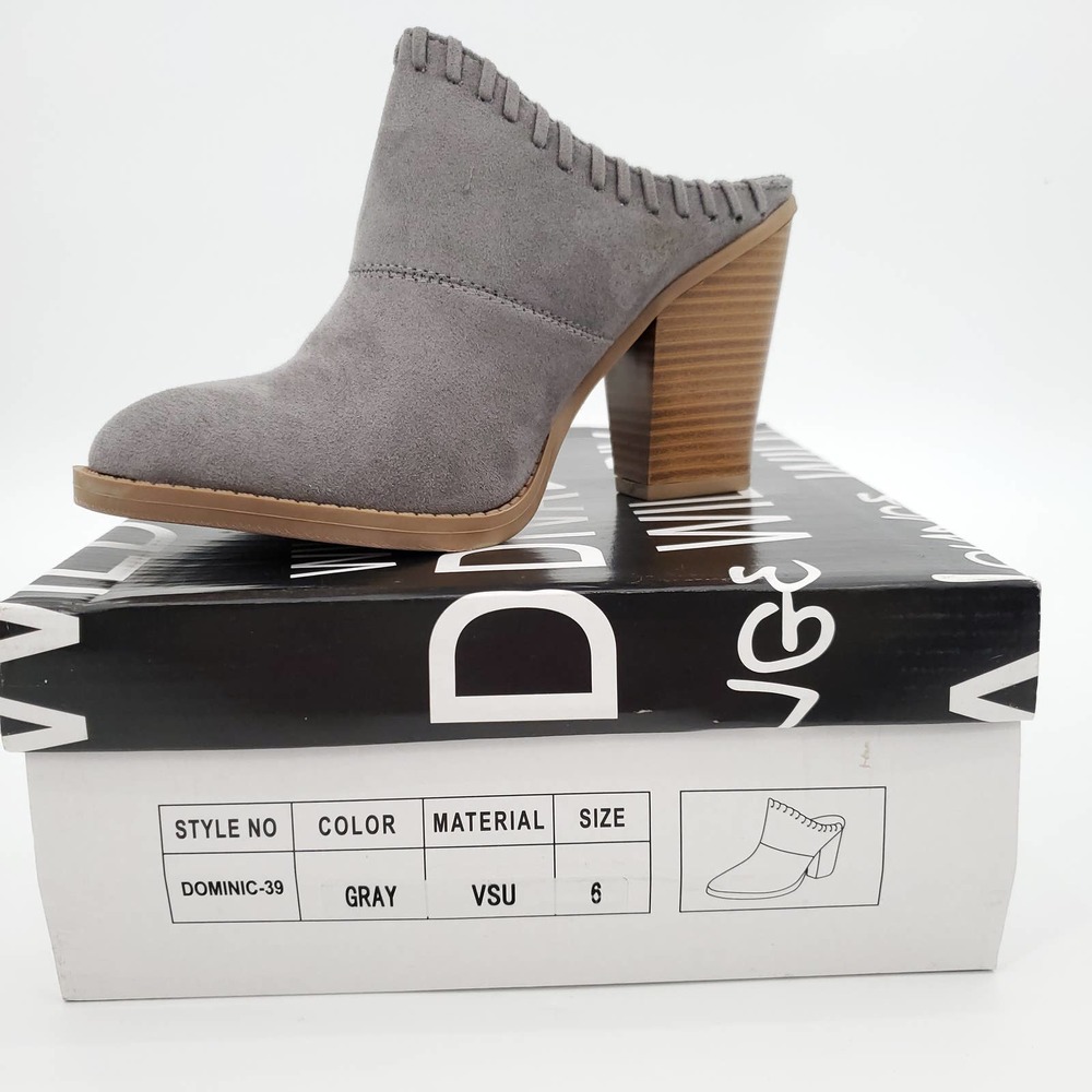 Pointy Toe Stitched Border Chunky Heel Mule - Picture 6 of 10